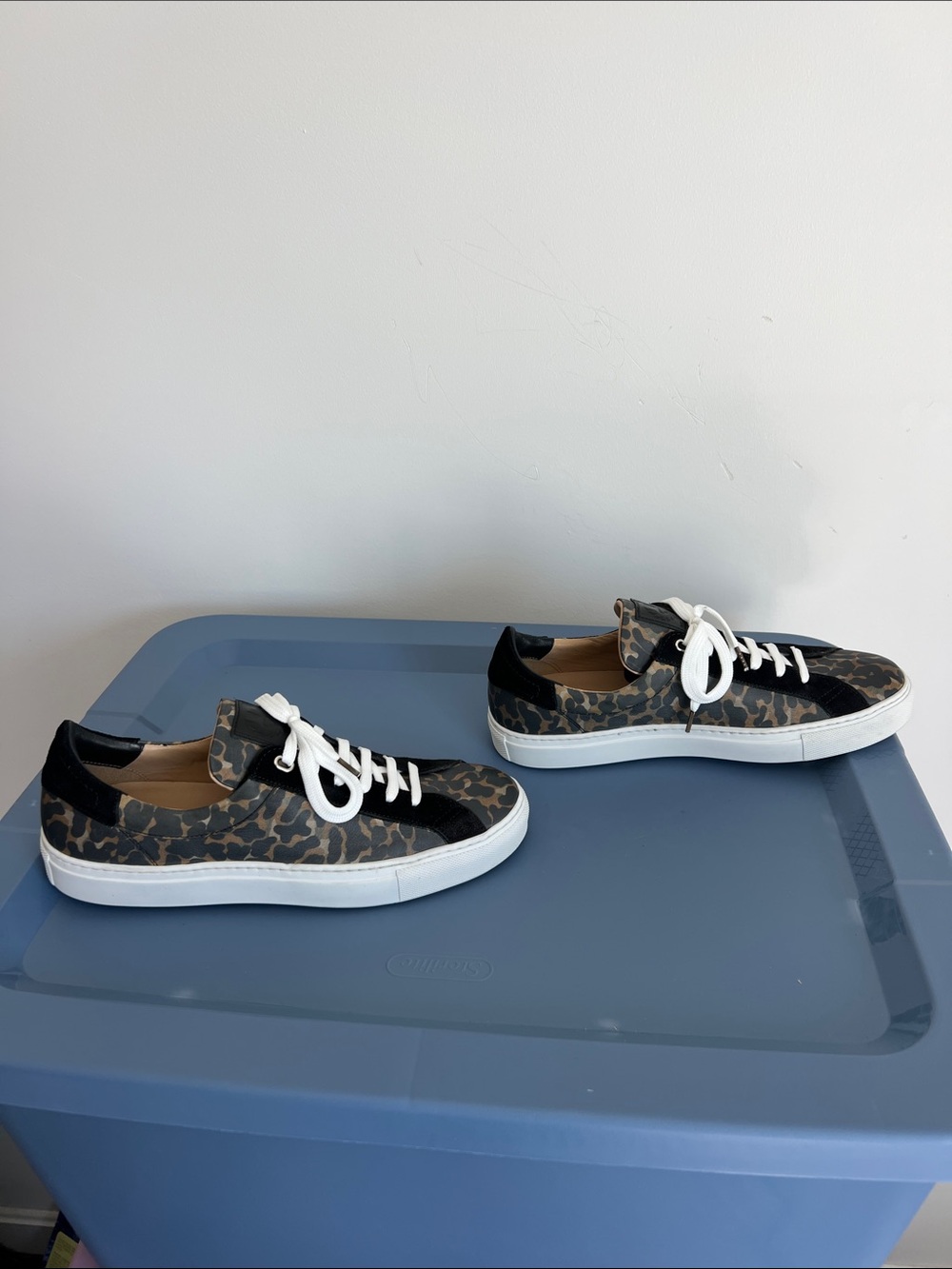 Belstaff dagenham leopard canvas suede low top sneakers tasmin gold colorway 41 - Picture 9 of 11